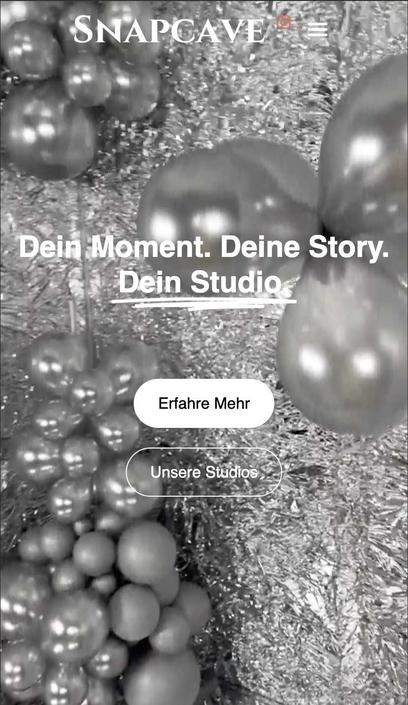 Smartphone-Ansicht der Snapcave Studios Website