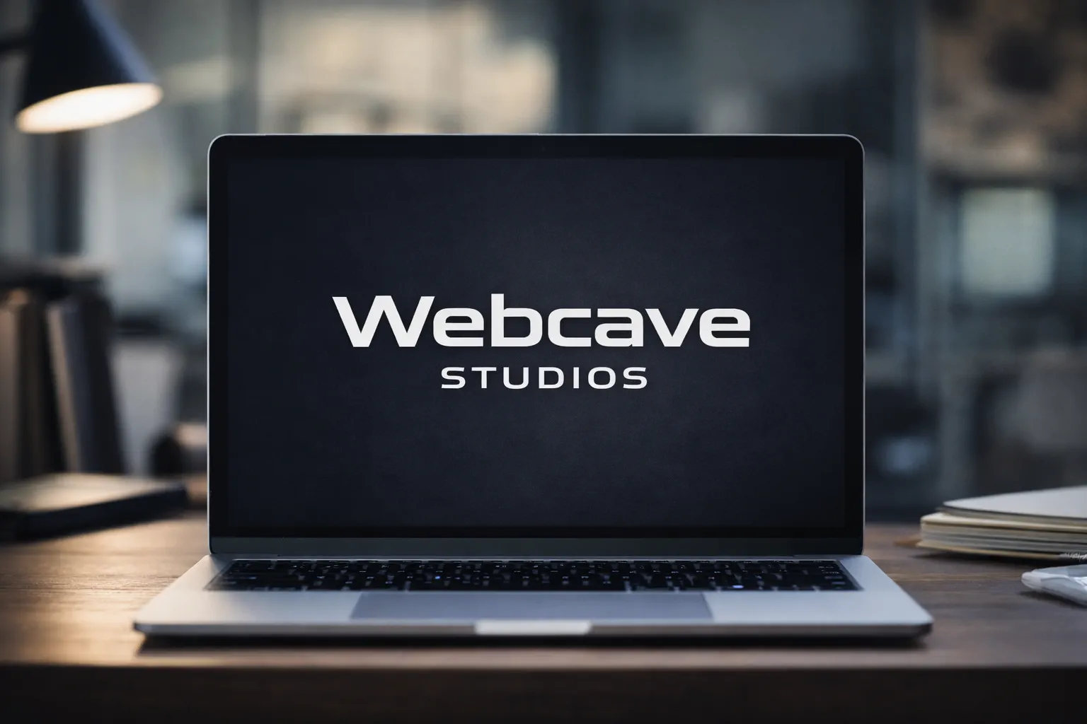Webcave Studios Logo auf einem Monitor