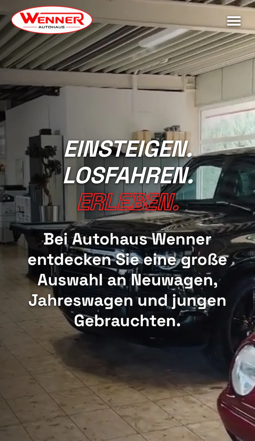 Smartphone-Ansicht der Autohaus Wenner Website