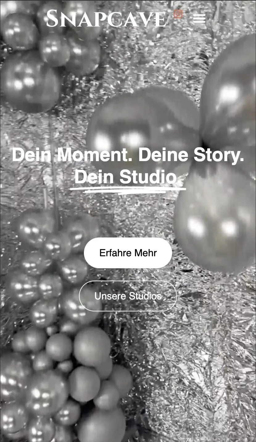 Smartphone-Ansicht der Snapcave Studios Website